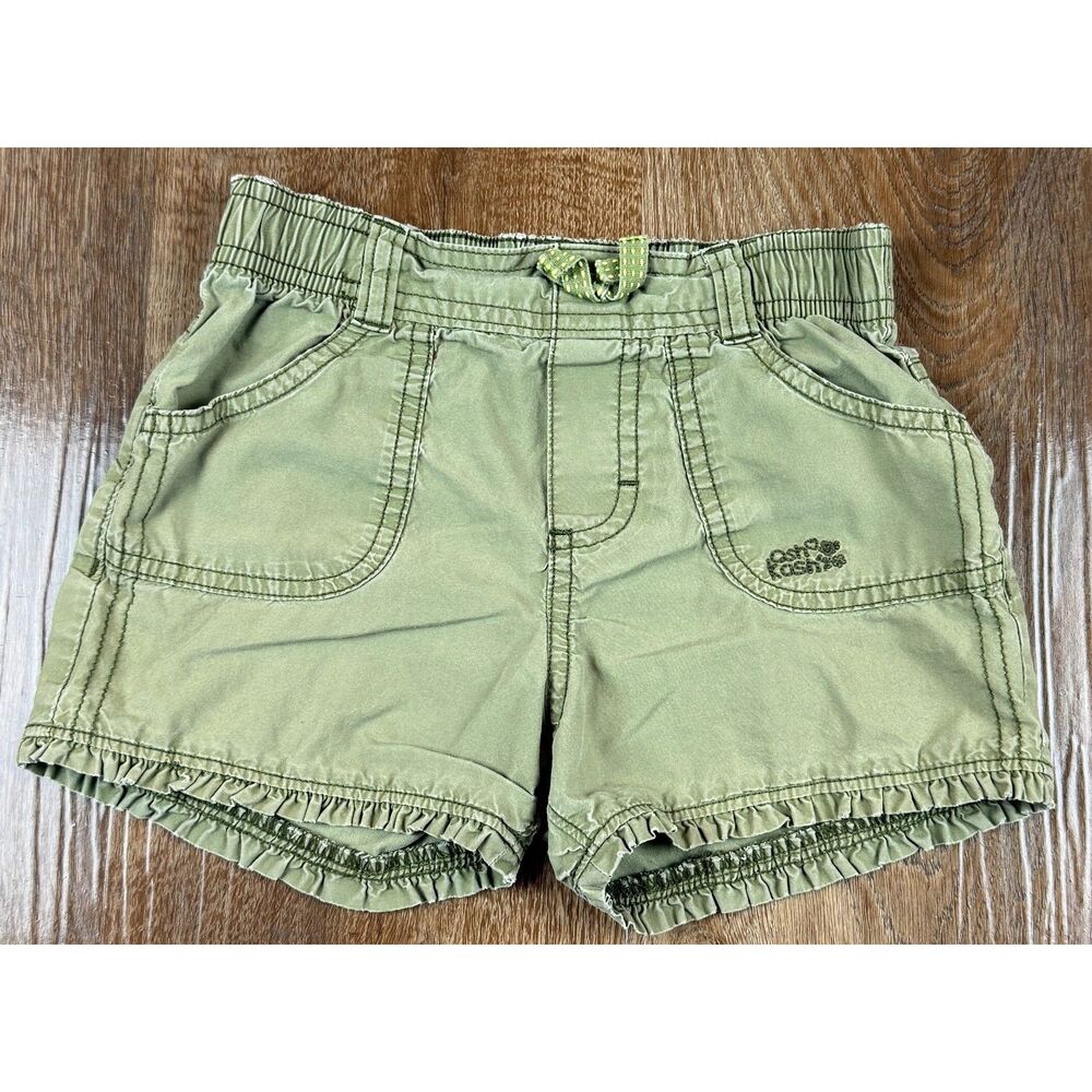 OshKosh B'gosh Girls Olive Green Ruffle Hem Shorts 4T
